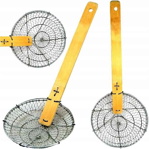 Asijské síto Cedník Čerpak Velký na wok Cedníková lžíce Sítko 23 cm