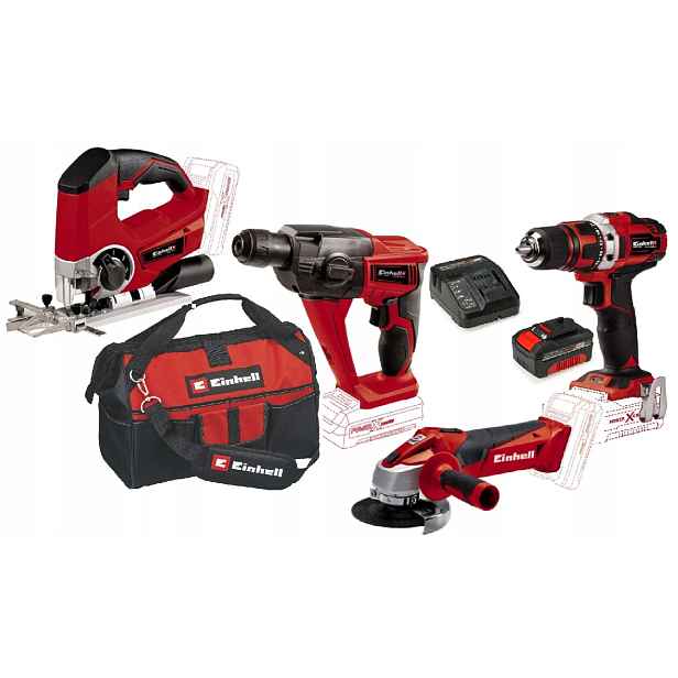 Einhell Sada Elektrického Nářadí 18V Pxc 4,0AH Aku Šroubovák Aku Kladivo A Další