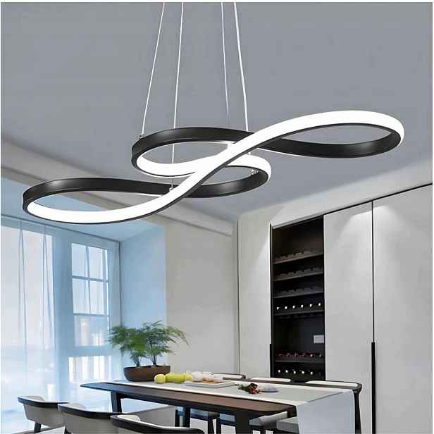 Stropní závěsné Led svítidlo lustr černý s dálkovým ovládáním loft moderní 52W