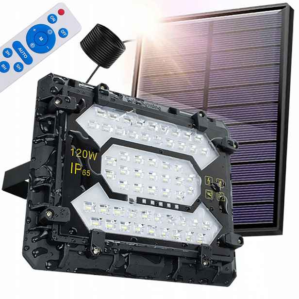 Velmi výkonný solární halogenový Led reflektor 120W Venkovní lampa Dálkový Ovladač