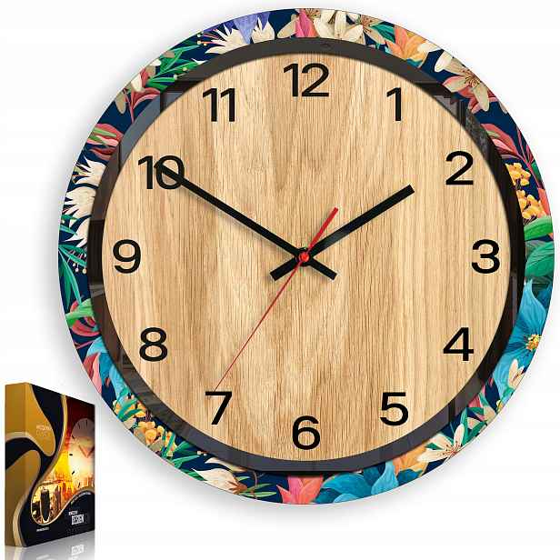 Dřevěné nástěnné hodiny Paříž korálové 33 cm tiché