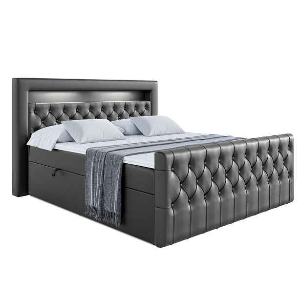 ALTDECOR KONTINENTÁLNÍ POSTEL s matrací H3 - AURORA - 200x200 cm Černá