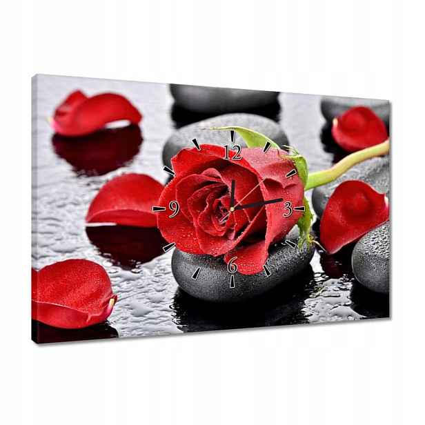 Hodiny 60x40 Červená růže pro ni