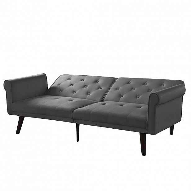 Modfu ROZKLÁDACÍ pohovka z sametu 172x89x70 cm šedá s polohovatelnými opěradly a funkcí lůžka, vhodná do malých prostor