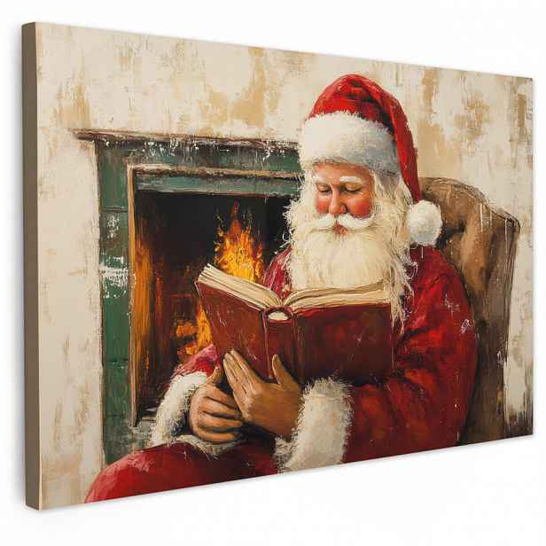 MuchoWow OBRAZ NA PLÁTNĚ Vánoce - Otec Vánoc - Zima - Otevřený oheň 30x20 cm