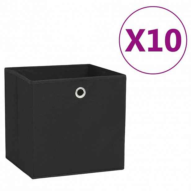 vidaXL Úložné boxy 10 ks netkaná textilie 28 x 28 x 28 cm černé
