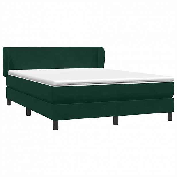 vidaXL Box spring postel s matrací tmavě zelená 160x220 cm samet