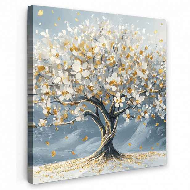 MuchoWow OBRAZ NA PLÁTNĚ Strom - Zima - Strom života - Moderní - Zlatý 20x20 cm