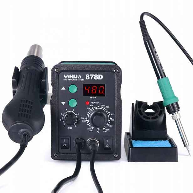 Pájecí stanice 2v1 horkovzdušná hrotová 700W Yihua 878D 100-480°C