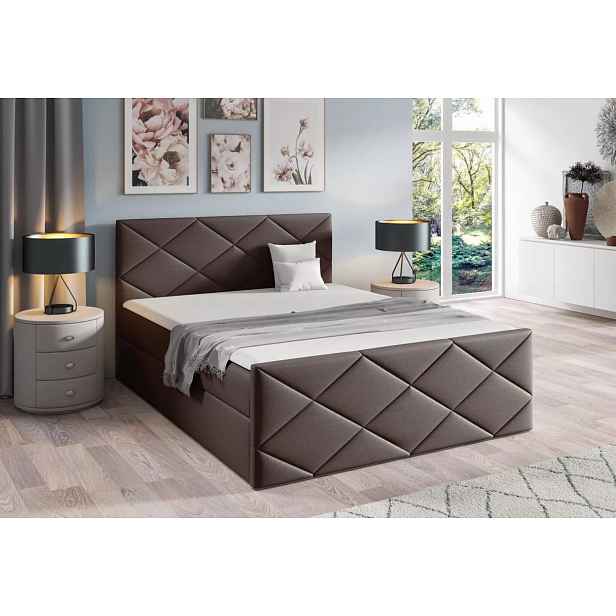 Postel s matrací a roštem HALKA - 160x220, hnědá + topper ZDARMA