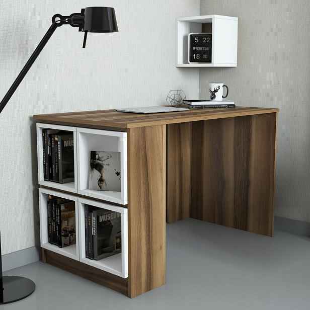 Psací stůl Box - Walnut, White