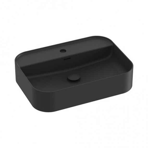 Umyvadlo na desku Ravak Ceramic Slim 55x40 cm černá mat otvor pro baterii uprostřed XJX0D155004