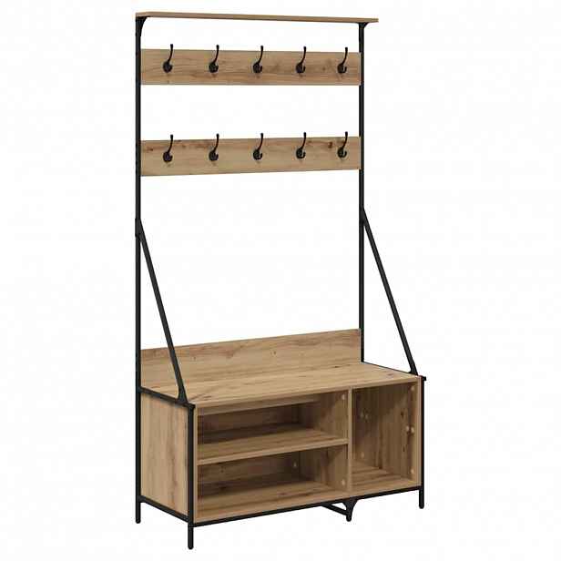 vidaXL Kovový stojan na oblečení Artisanový dub 100 x 41 x 184 cm