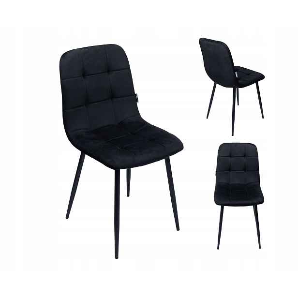 Bauerkraft G-482 Čalouněná sametová jídelní židle Velvet loft, černá