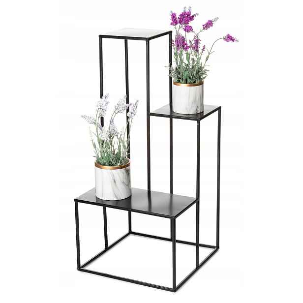 Držák Na Květináč kaskáda 85 cm černý s deskami Loft, kov