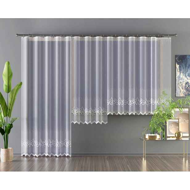 Mg Záclona 628/129 Bílá 300x250 cm Hotová Obšitá Bt