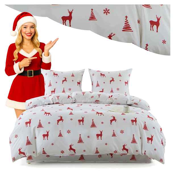 Povlečení 140x200 Sada Povlečení Vánoční bavlněný satén Xmas Vánoce