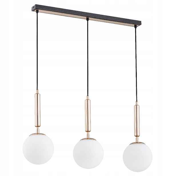 Moderní závěsná lampa 3xE14 černo-zlatá koule do obývacího pokoje Volda Alfa