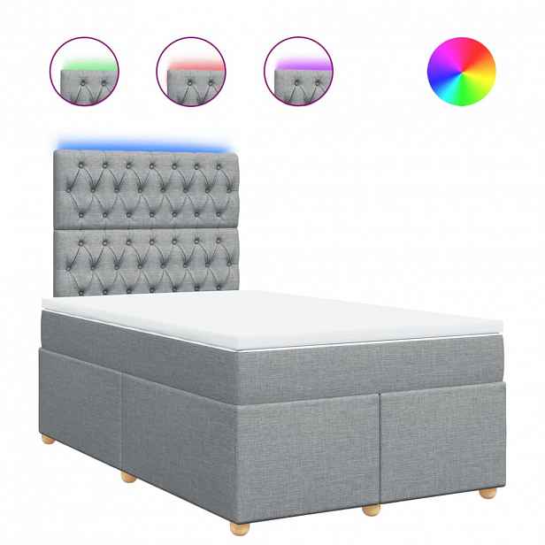 vidaXL Box spring postel s matrací světle šedá 120 x 200 cm textil