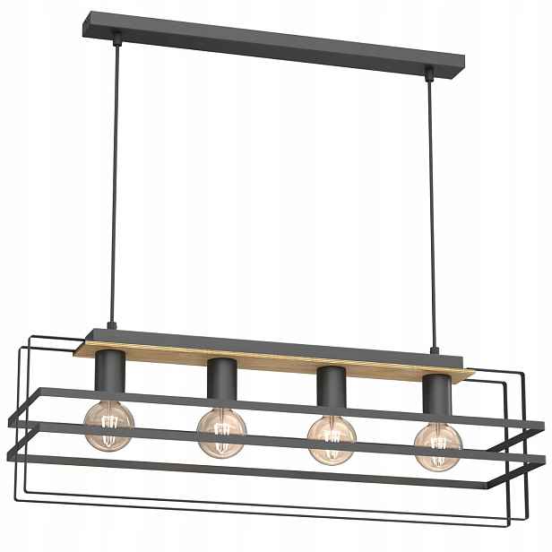 Luminex Kortez závěsná lampa industriální 4xE27 76 cm černá/dřevo