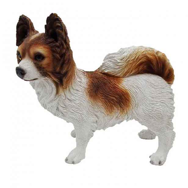 Pes Čivava stojící OUTDOOR polyresin bílo-hnědá 28,5cm