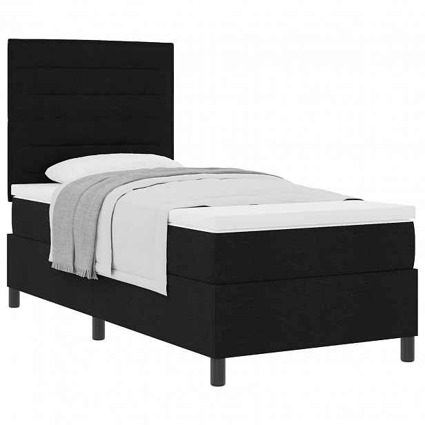vidaXL Postel s boxspringem s matrací s čelo Černá 90 x 190 cm textil