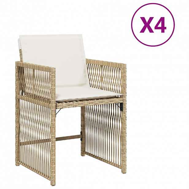 vidaXL Zahradní křesla s poduškami 4 ks béžová polyratan