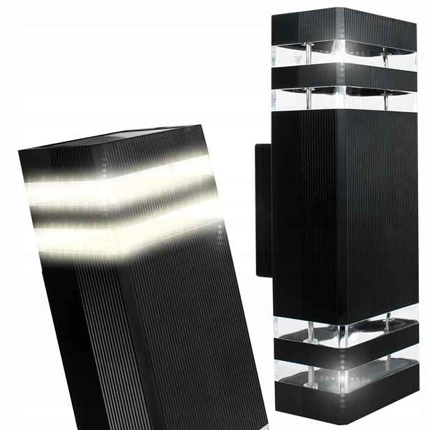Dekorativní venkovní lampa na fasádu, na stěnu, nástěnné svítidlo, hliník, horní/dolní část
