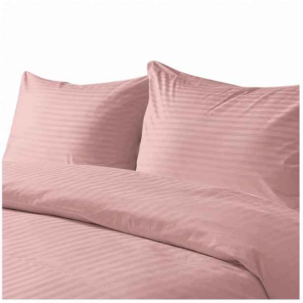 Sada Povlečení Damašek 140x200 2 x 50x70 Light Pink Zámek Pásy 1 Cm