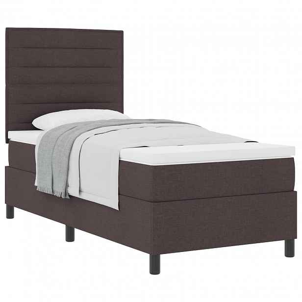 vidaXL Postel s boxspringem s matrací Tmavě hnědá 90 x 190 cm textil
