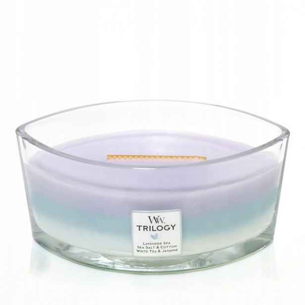 Vonná svíčka Woodwick Trilogy Hearthwick Elipsa Loďka Calming Retreat