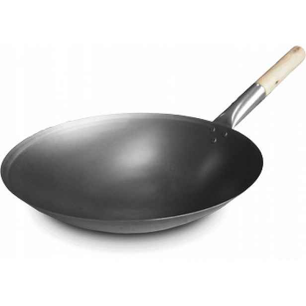 Wok z uhlíkové oceli, velký wok, kulaté dno 38 Cm (15 palců) Shine Farm