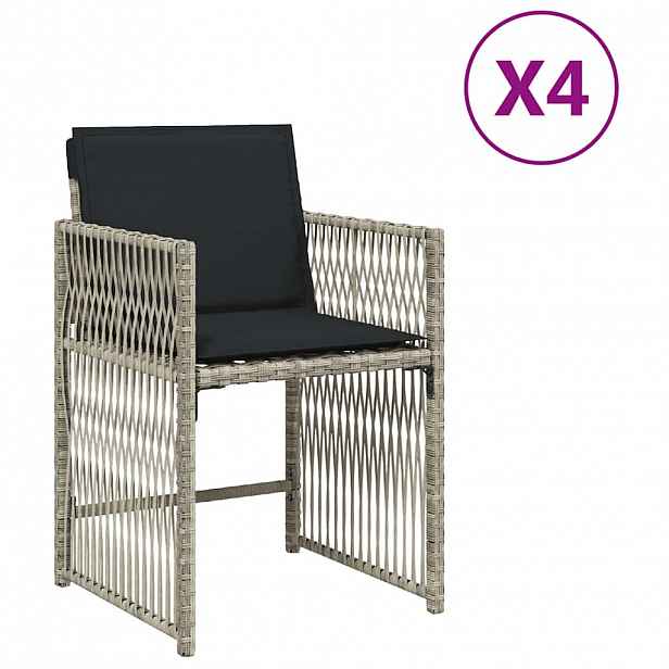 vidaXL Zahradní křesla s poduškami 4 ks světle šedá polyratan