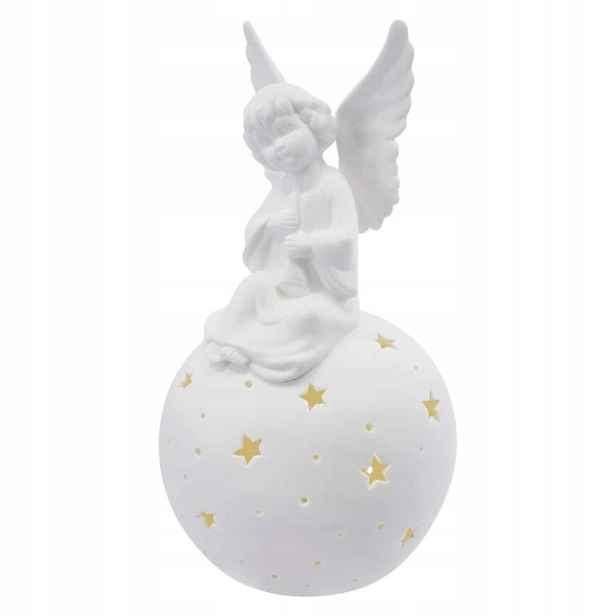 Led keramický anděl, 29 cm, 2x Aa, vnitřní, teplá bílá