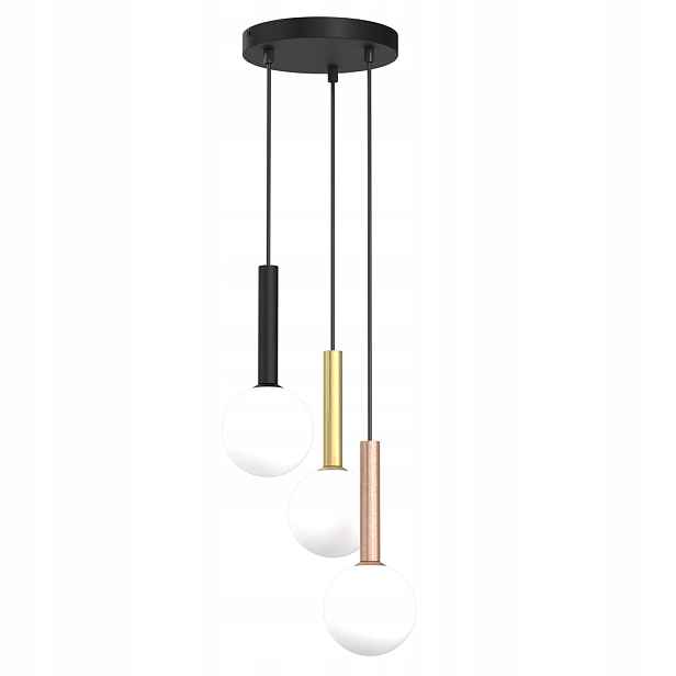 Závěsná lampa Play černá 3xG9 kulaté stínítka bílé skleněné ozdobné koule