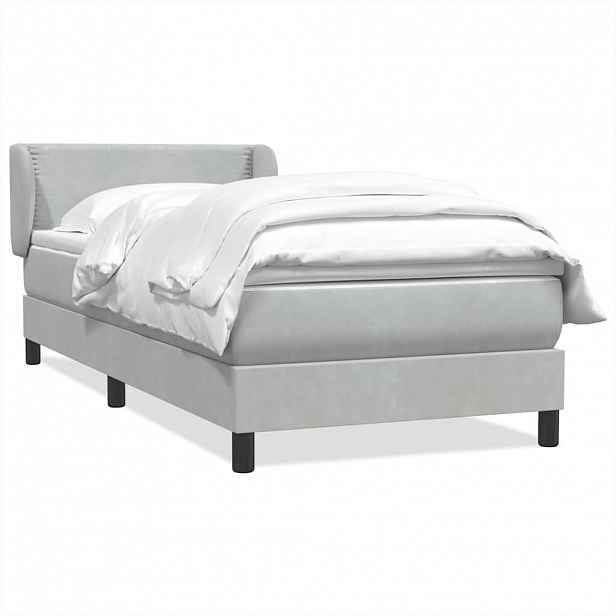 vidaXL Box spring postel s matrací světle šedá 80x210 cm samet
