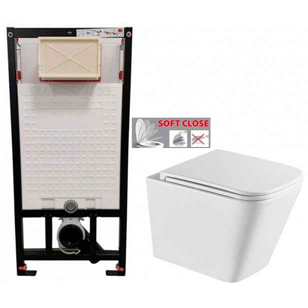 DEANTE Podomítkový rám, pro závěsné WC mísy bez tlačítka + WC INVENA FLORINA /VÍROVÉ SPLACH/ WITH SOFT, včetně soft/close sedátka CST_WC01 X FL1