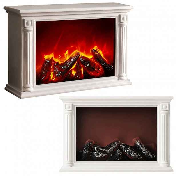 Dekorativní Led Krb Plast Bílý 10X33X21 CM Do Interiéru