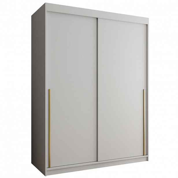 Home Collective ŠATNÍ SKŘÍŇ S POSUVNÝMI DVEŘMI 150 cm šířka, bílá se zlatým úchytem