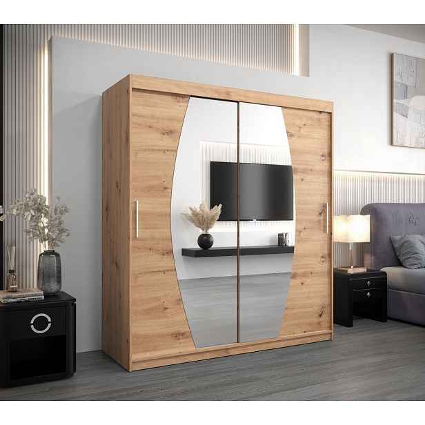 Skříň s posuvnými dveřmi DITA - šířka 180 cm, dub artisan