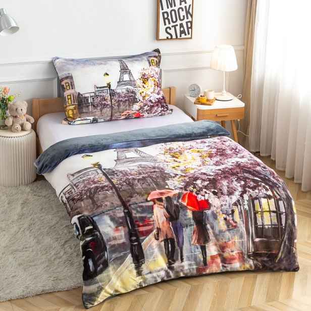 TOP Mikroplyšové povlečení Premium 140x200+70x90 Paříž