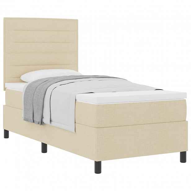 vidaXL Postel s boxspringem s matrací Krémová 90 x 190 cm textil