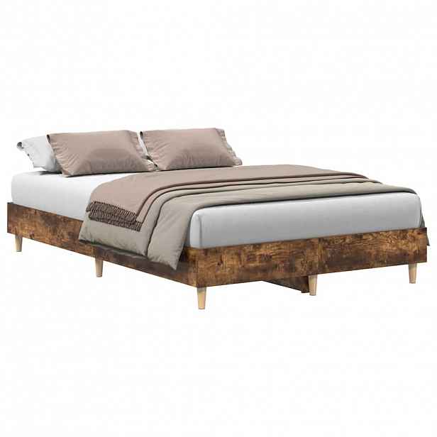 vidaXL Rám postele bez matrace Kouřový dub 120x190 cm kompozitní dřevo