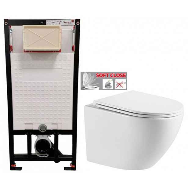 DEANTE Podomítkový rám, pro závěsné WC mísy bez tlačítka + WC INVENA LIMNOS /VÍROVÉ SPLACH/ WITH SOFT, včetně soft/close sedátka CST_WC01 X LI1