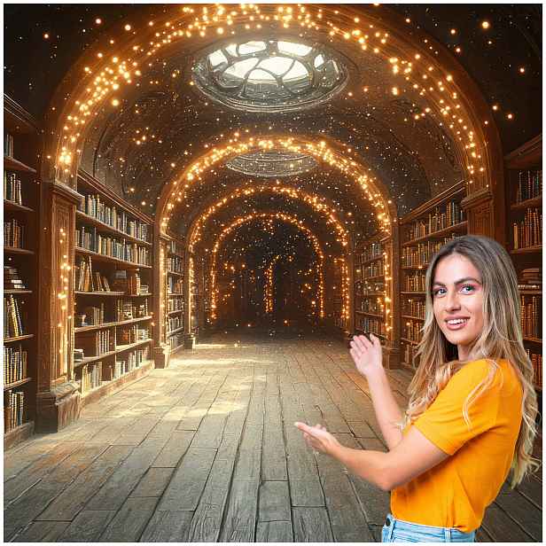 Fototapeta 3D Tunel Chodba Knihovna Knihy 588x280 TUN26F