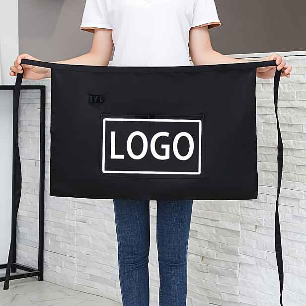 TEMU Velká zástěra s kapsou na míru - s personalizovaným /vzorem, černo-červený design, vhodná pro restaurace, kavárny, práci, řemesla, podnikání
