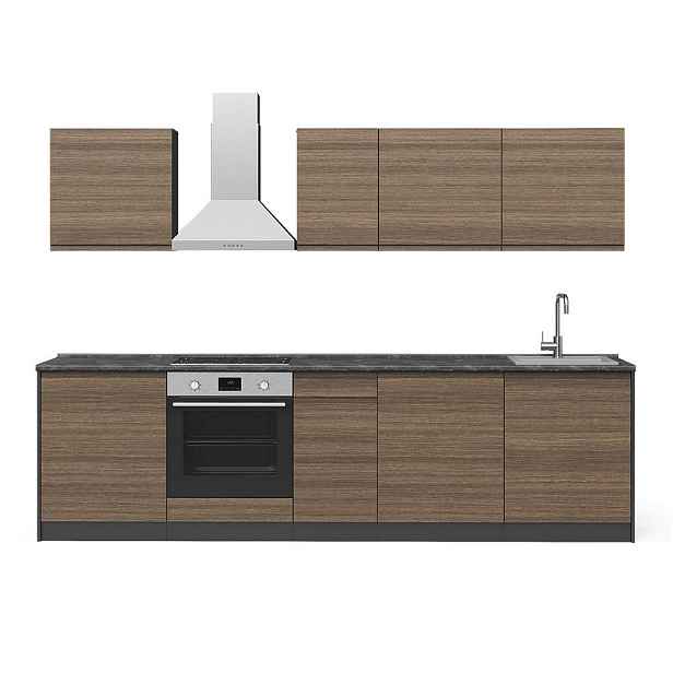 Vicco KUCHYŇSKÝ KOUT R-Line, Tabákový ořech/Antracit, 280 cm pracovní deska Bílá
