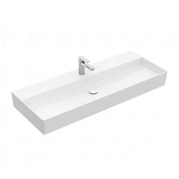 Villeroy & Boch Memento 2.0 - Umyvadlo 120x47 cm, bez přepadu, otvor pro baterii, CeramicPlus, alpská bílá 4A22C2R1