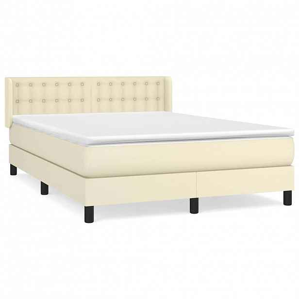 vidaXL Box spring postel s matrací krémová 140x200 cm umělá kůže