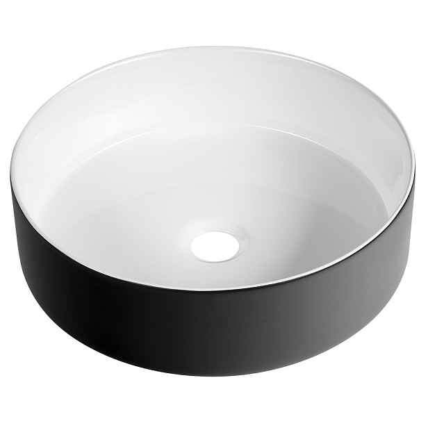 Sapho FIASTRA keramické umyvadlo na desku, O 40cm, bílá/černá mat